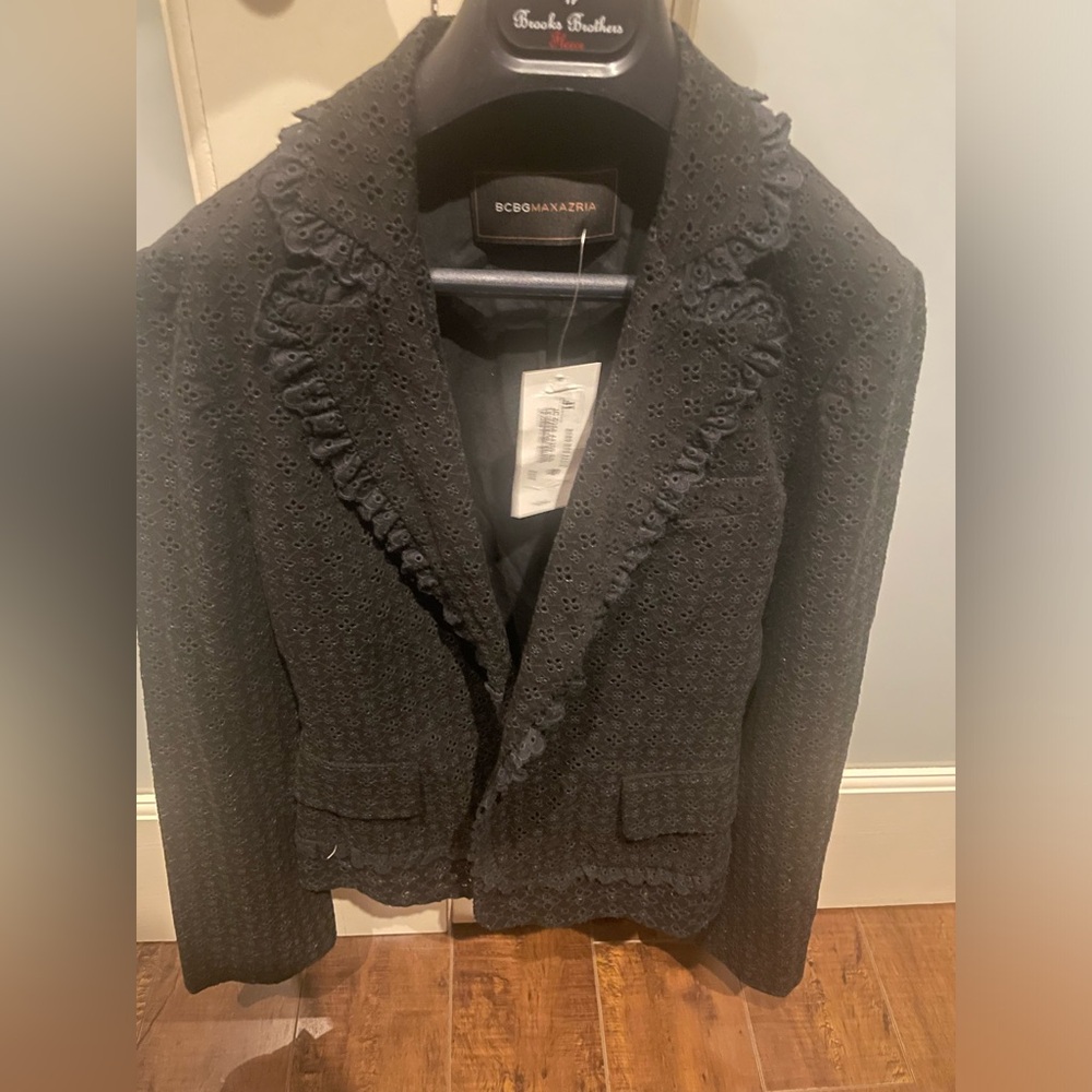BCBG eyelet black blazer NWT
